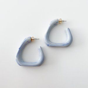J. Crew Made-in-Italy Acetate Angular Hoop Earrings (Blue Marble)